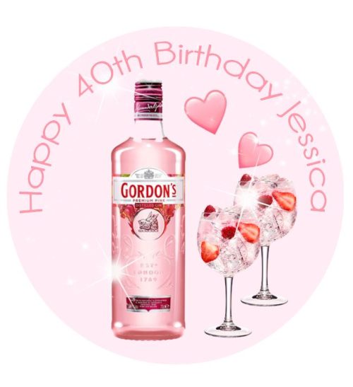 Pink Gin Edible Cake Topper