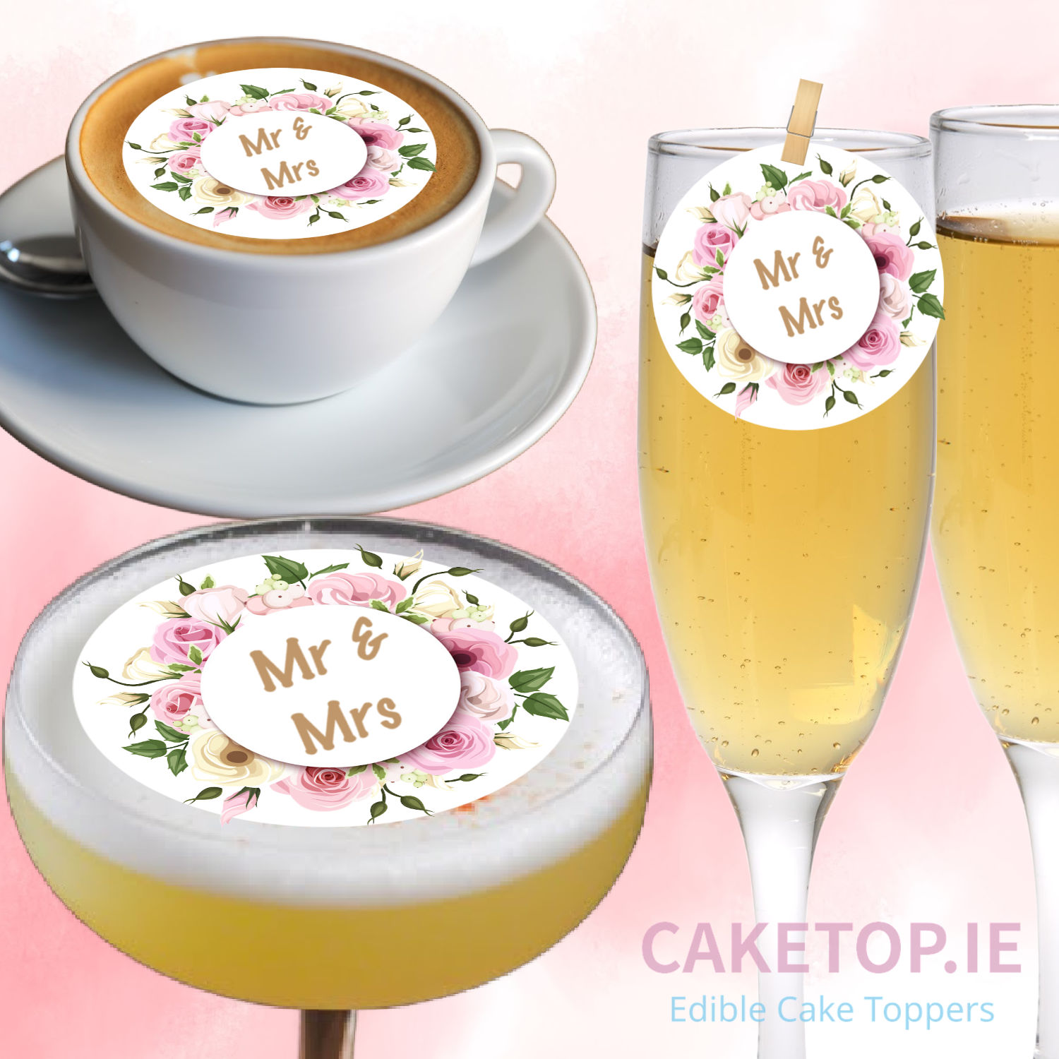 COFFEE EDIBLE WAFER & ICING PERSONALISED CAKE TOPPERS BIRTHDAY PARTY CUP  DRINK
