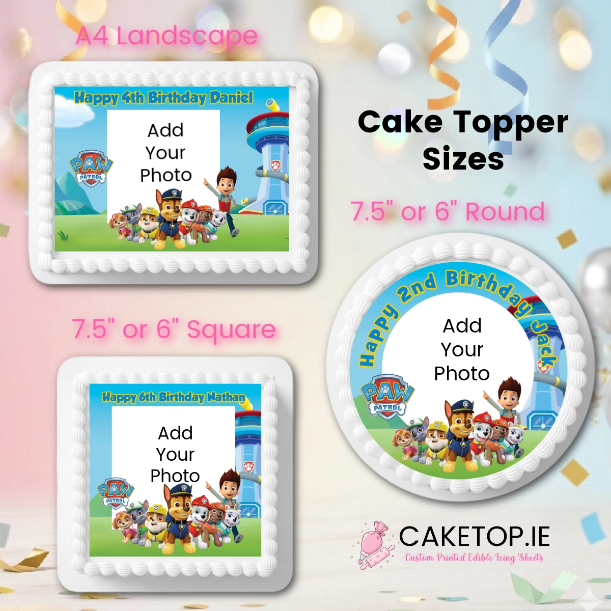 Add Photo Paw Patrol Edible Cake Topper Add Photo Paw Patrol Edible Cake Topper