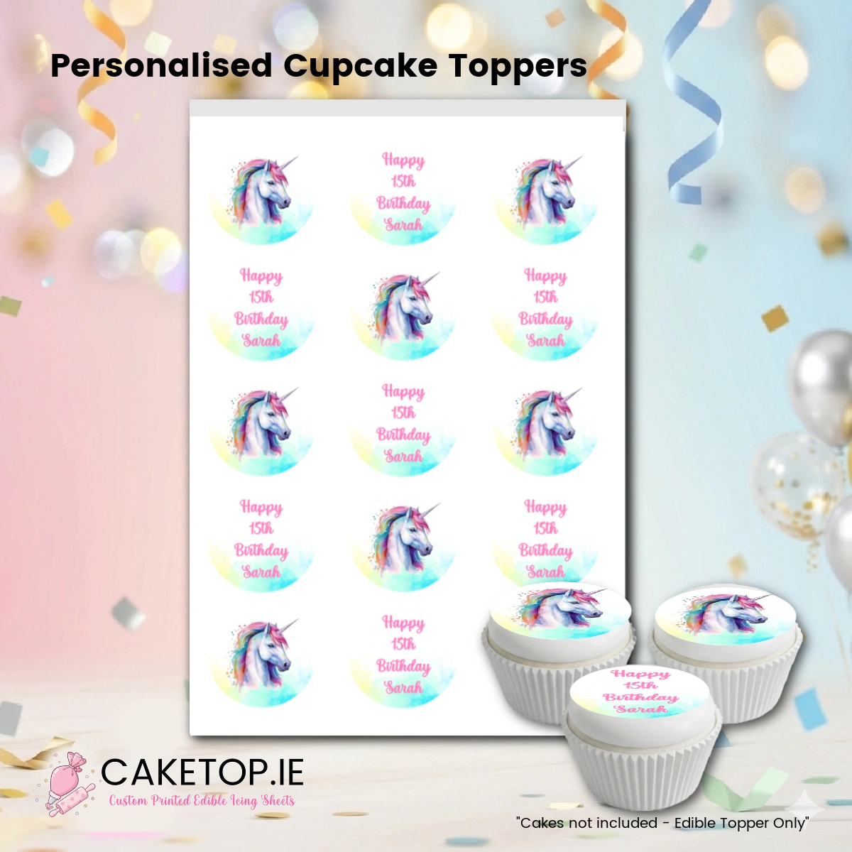 Unicorn Edible Cupcake Toppers Unicorn Edible Cupcake Toppers
