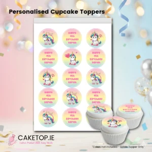 Unicorn Edible Cupcake Toppers