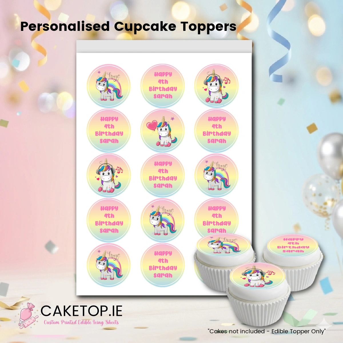 Unicorn Edible Cupcake Toppers Unicorn Edible Cupcake Toppers