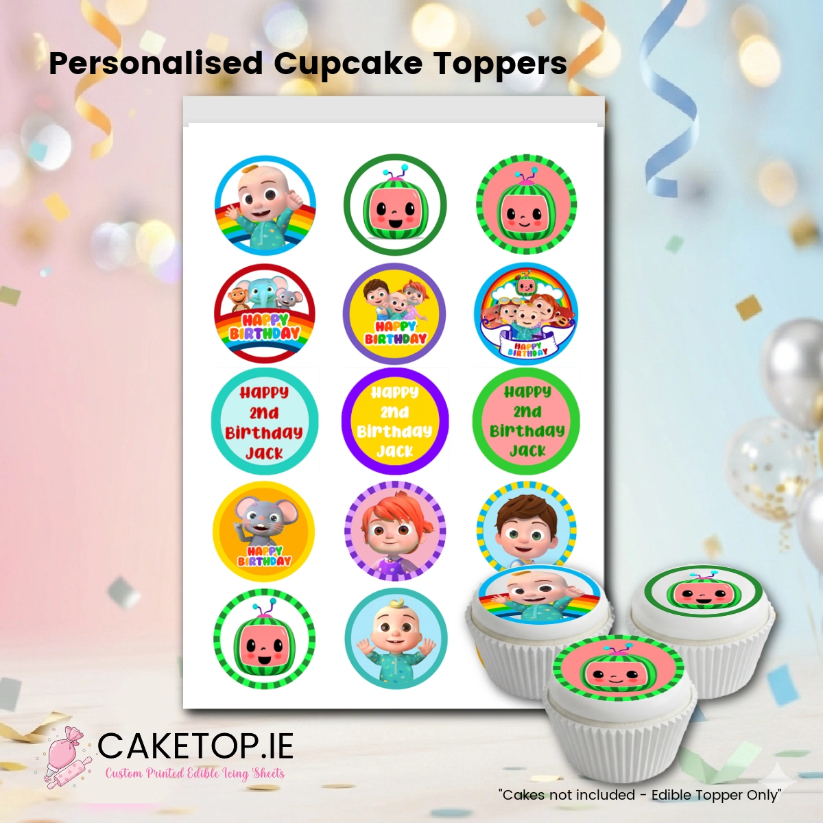 Cocomelon Edible Cupcake Toppers Cocomelon Edible Cupcake Toppers