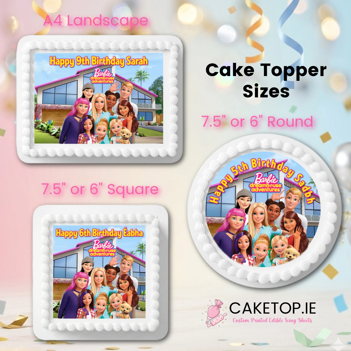 predesigned sizes copy Barbie Edible Cake Topper