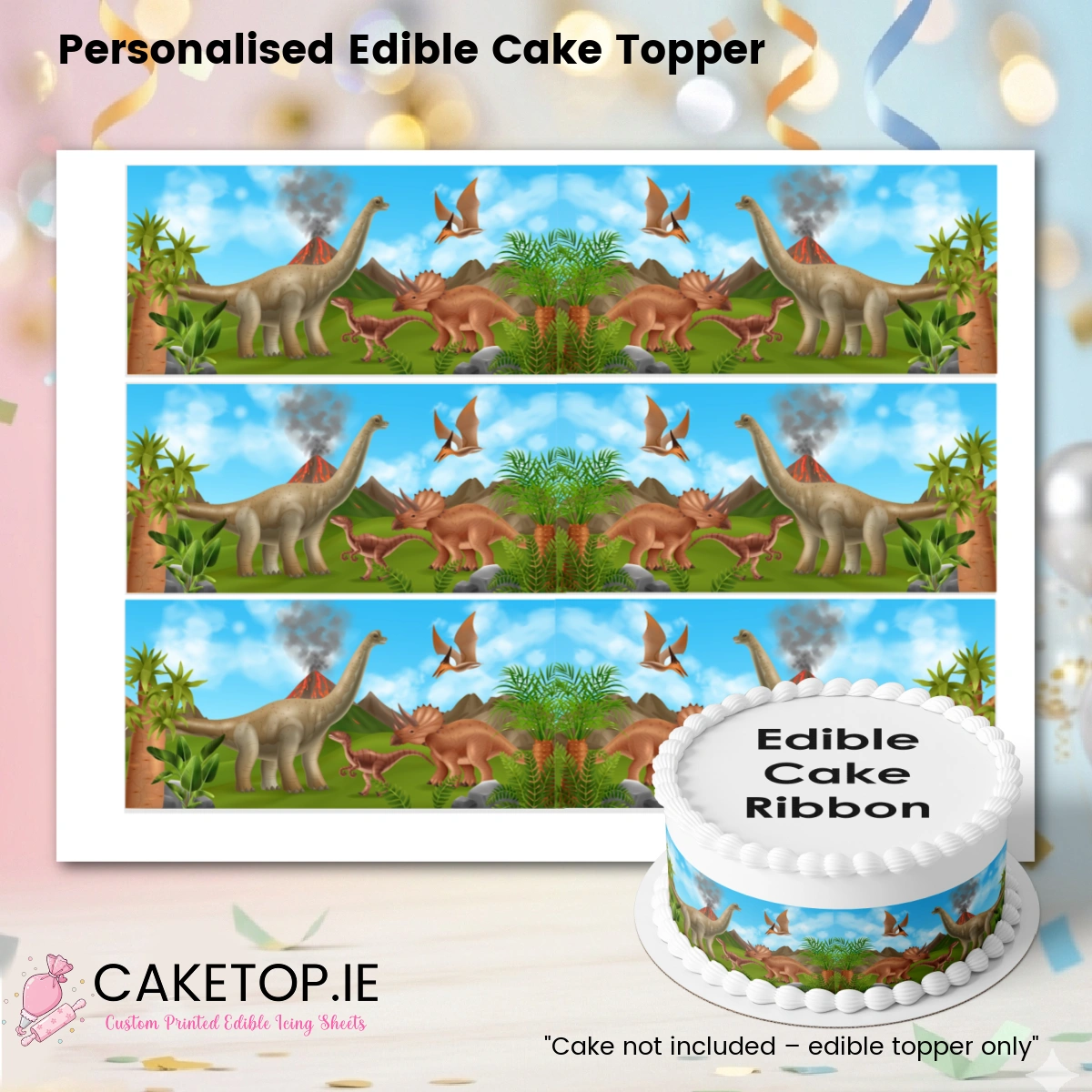 Dinosaur Edible Cake Ribbon Dinosaur Edible Cake Ribbon