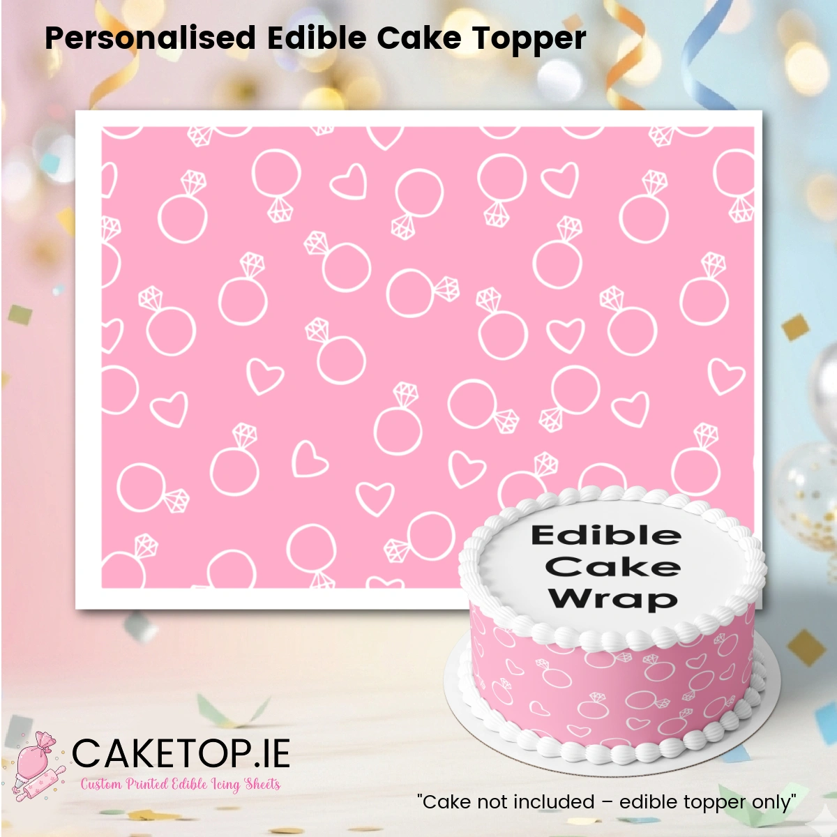 Engagement Edible Cake Wrap Engagement Edible Cake Wrap