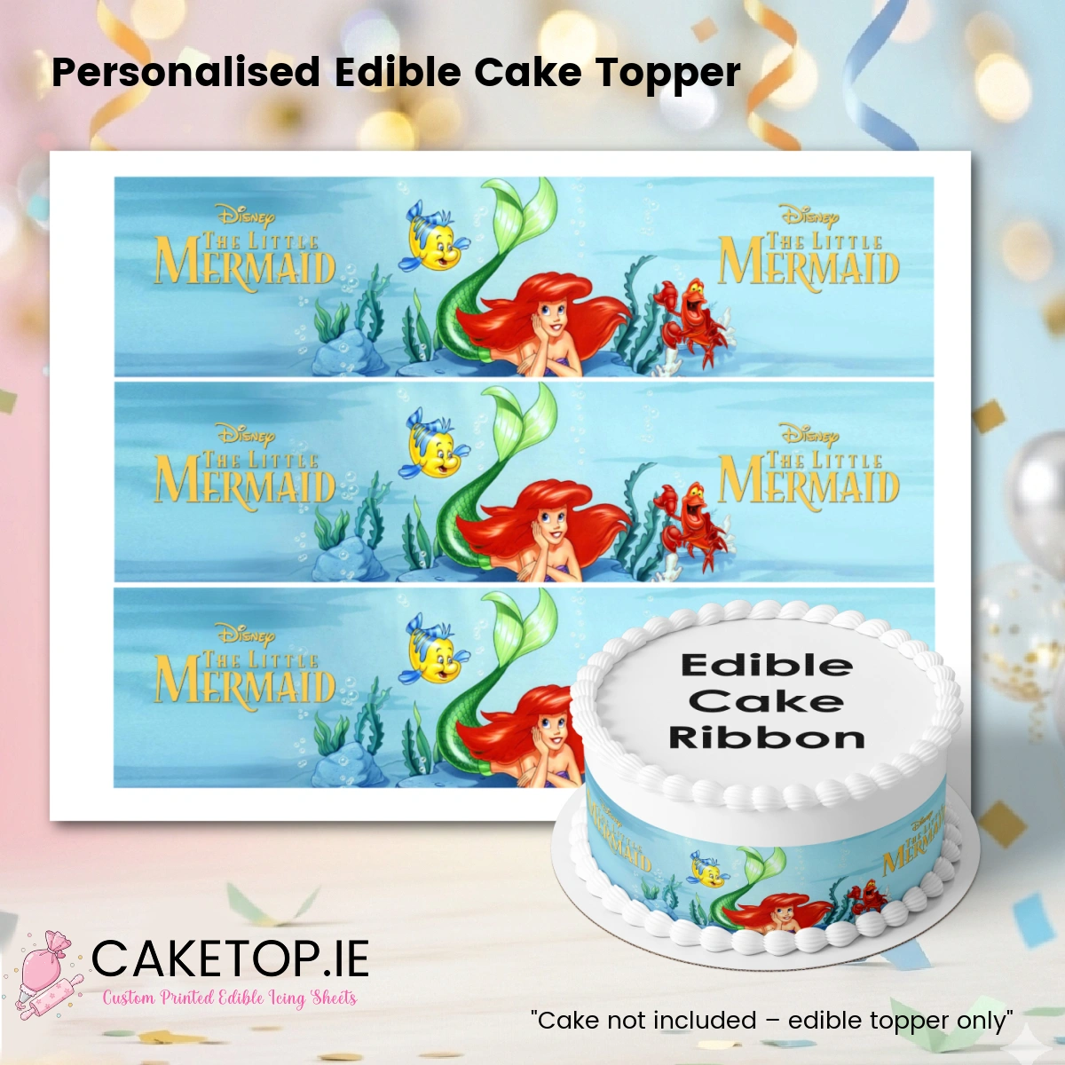 Little Mermaid Edible Cake Ribbon Little Mermaid Edible Cake Ribbon