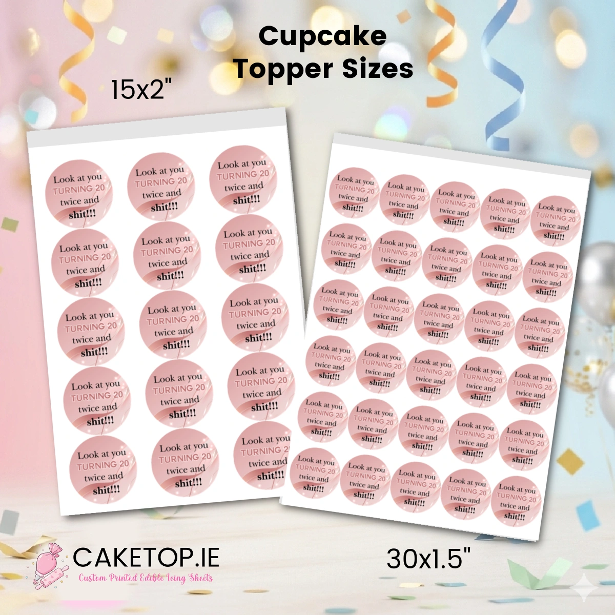 Turning 20 Twice Edible Cake Topper Turning 20 Twice Edible Cake Topper