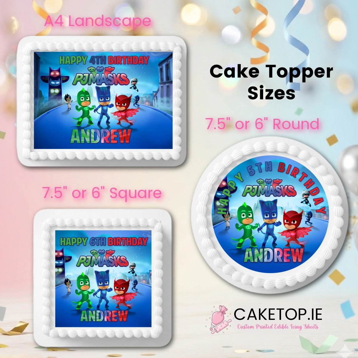 PJ Masks Edible Cake Topper PJ Masks Edible Cake Topper