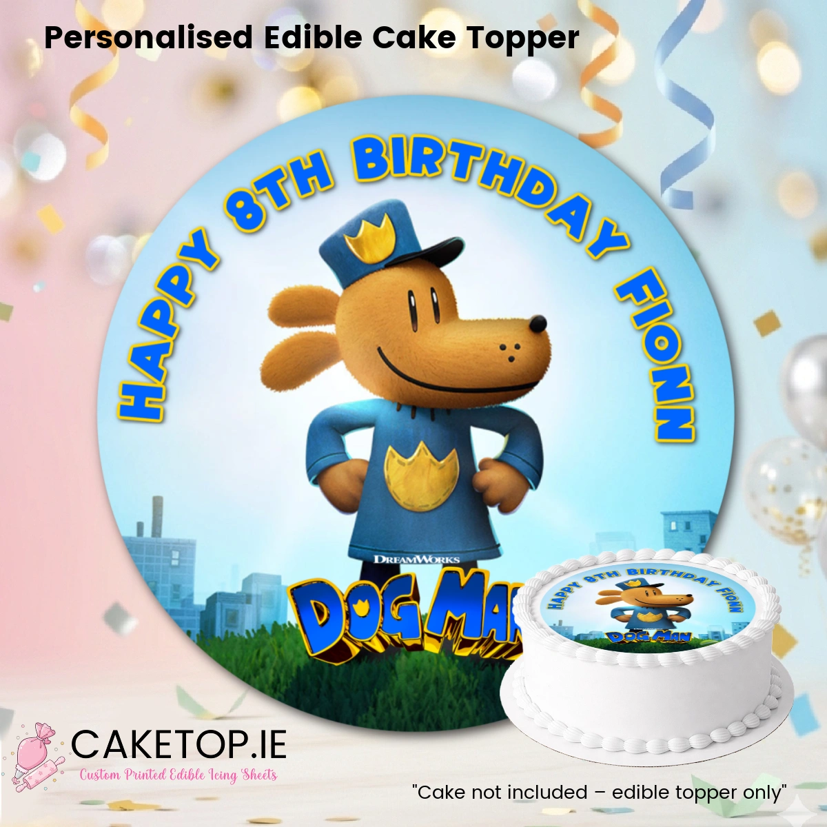 Dog Man Edible Cake Topper Dog Man Edible Cake Topper