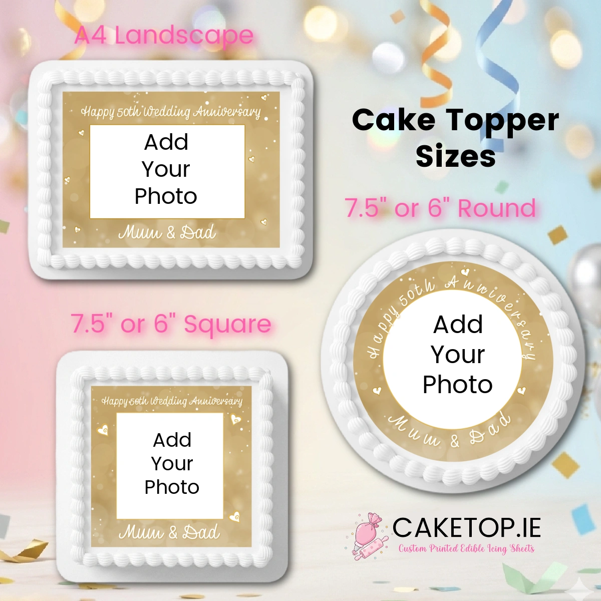 Wedding Anniversary Edible Cake Topper Wedding Anniversary Edible Cake Topper