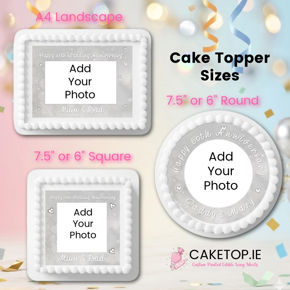 Wedding Anniversary Edible Cake Topper Wedding Anniversary Edible Cake Topper