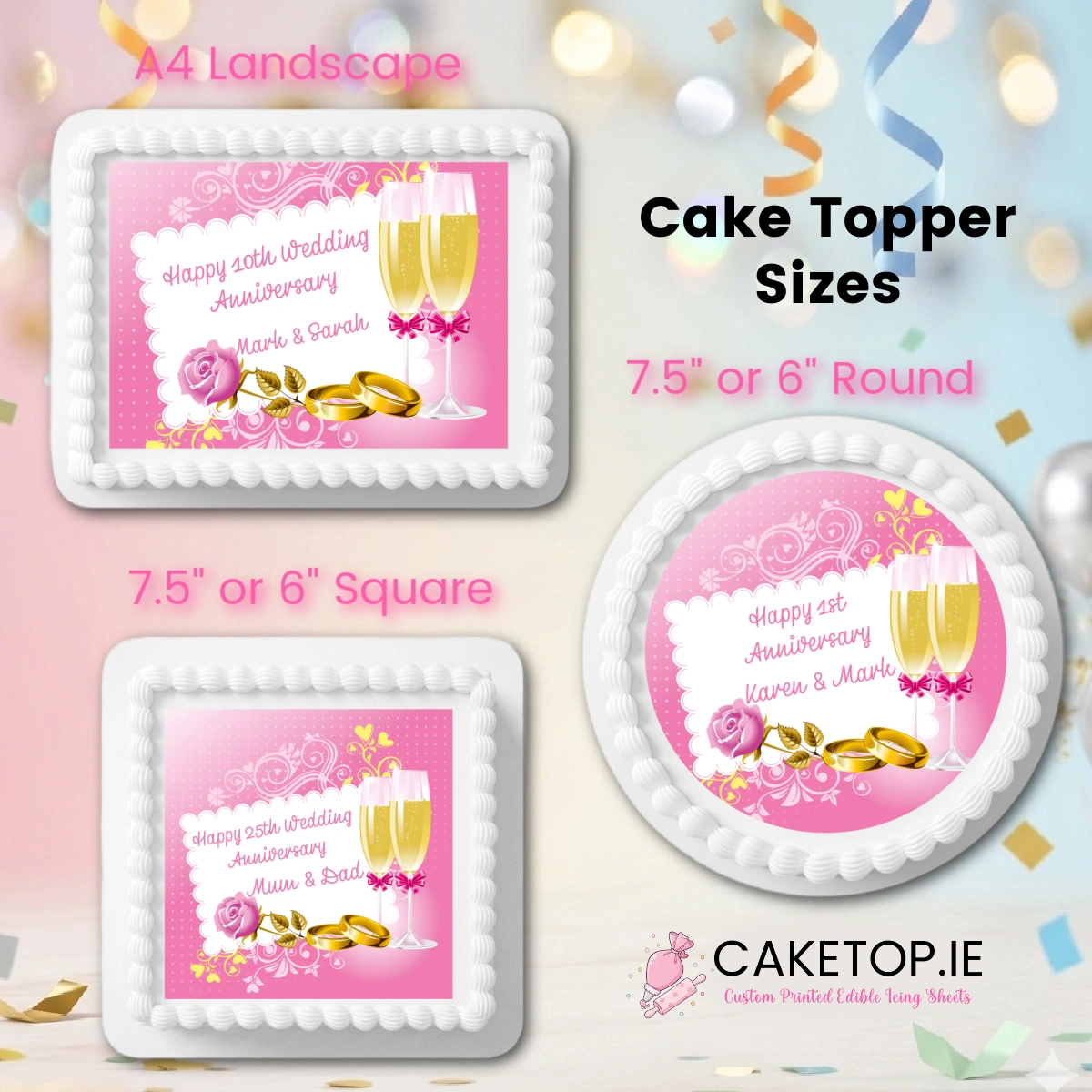 Wedding Anniversary Edible Cake Topper Wedding Anniversary Edible Cake Topper