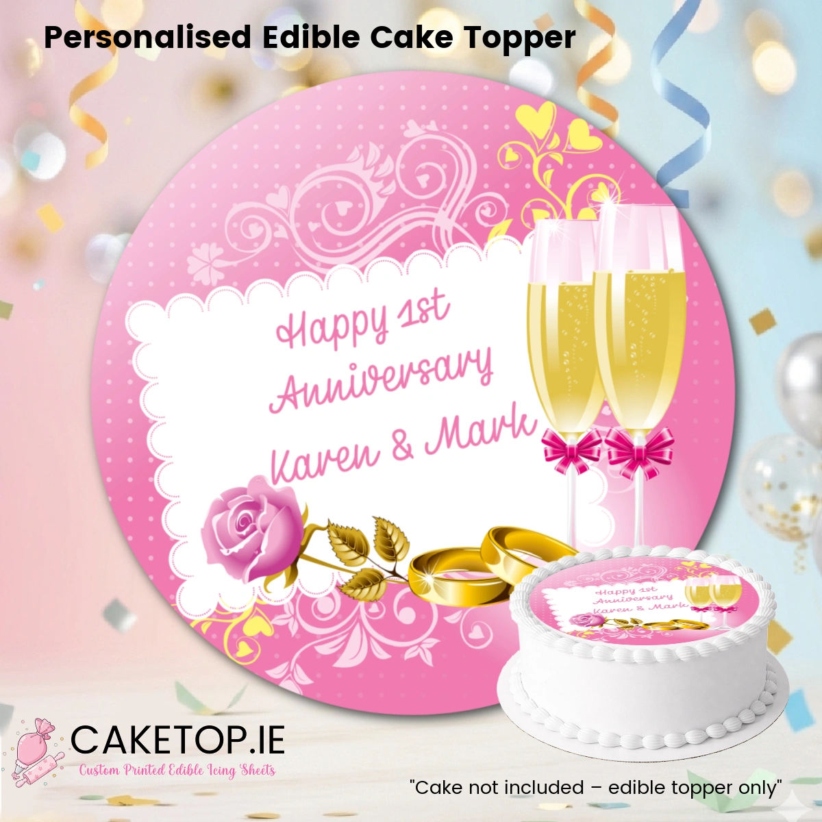 Wedding Anniversary Edible Cake Topper Wedding Anniversary Edible Cake Topper